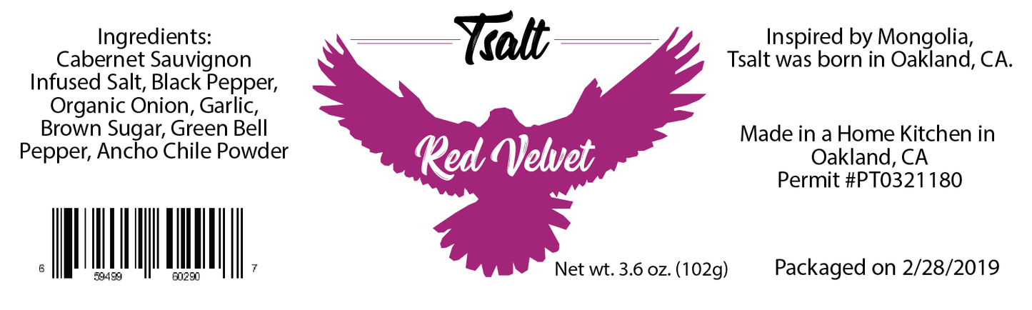 Tsalt Seasonings - Red Velvet (Cabernet Sauvignon Infused Salt Blend)