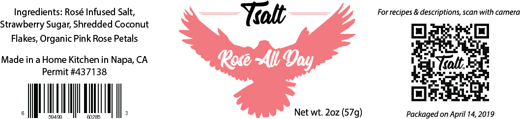 Tsalt Seasonings - Rosé All Day (Rosé Infused Salt Dessert Blend)